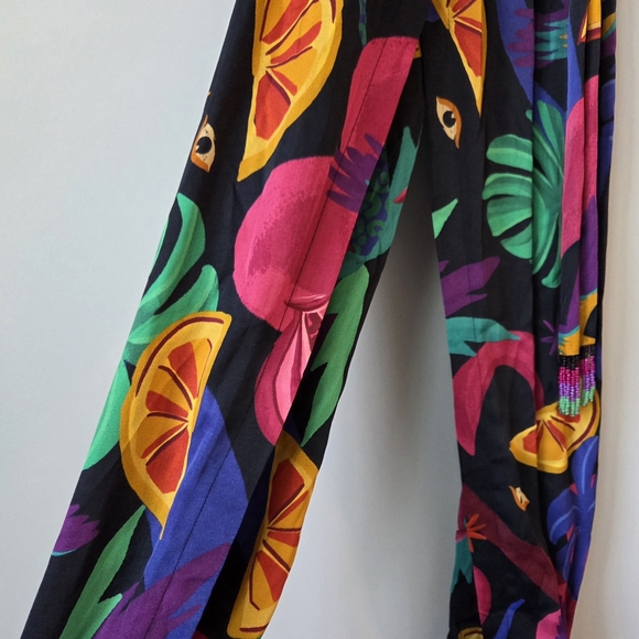 FARM Rio Wrap Jumpsuit Split Leg Beaded Tassel Sleeve Eco Viscose XS Multicolor - Picture 5 of 11